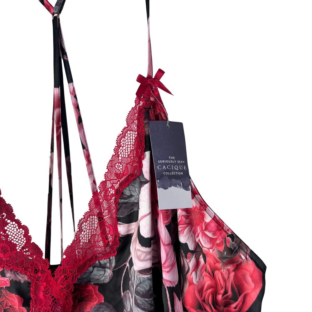 Cacique Floral Lace Trim Chemise Babydoll 26/28 Plus Size Lingerie Sleepwear - Picture 5 of 9